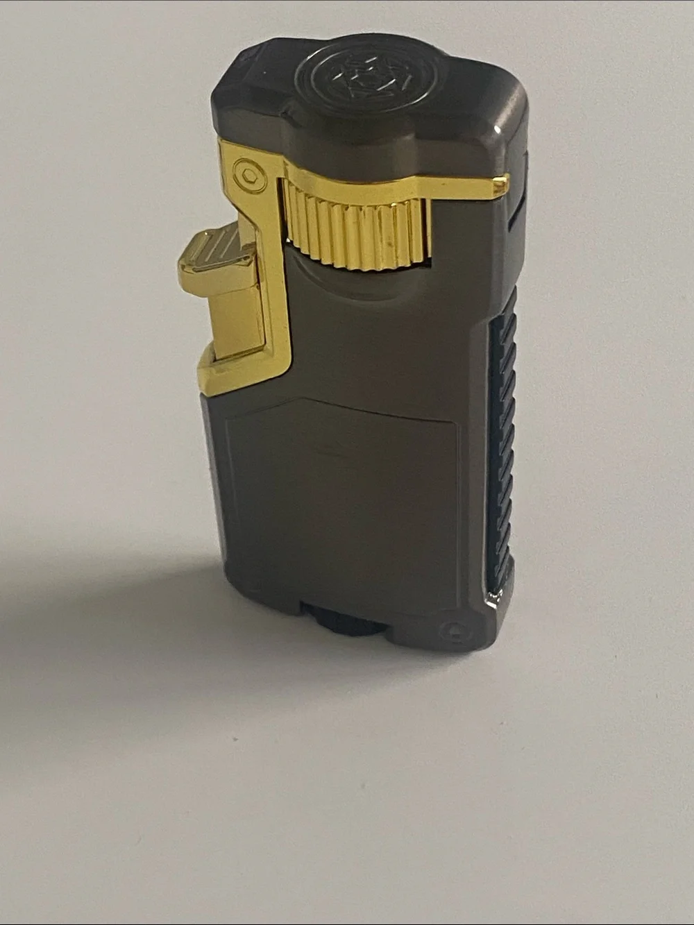 Gray and Gold Butane Lighter - Compact Pocket Flame